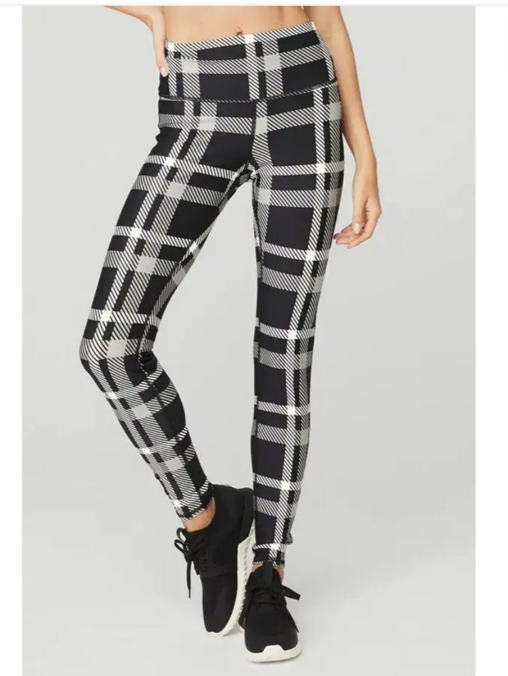 ALO Yoga Airlift High-Waist Magnified Black White Plaid Legging Size S
